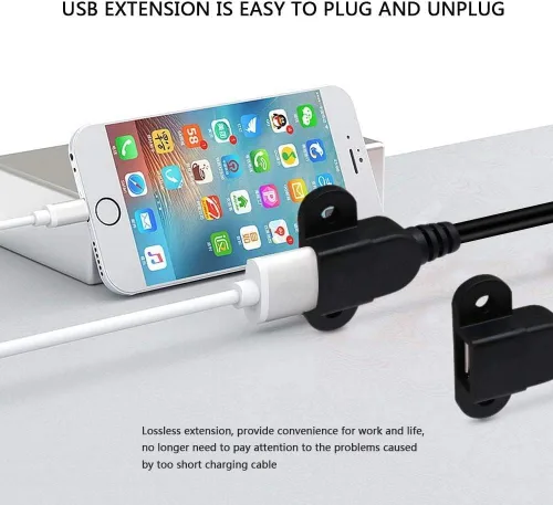 Miniatura 4 de Cable de extensión de carga USB 2.0 macho a doble hembra, mesita de noche para muebles, sofá, puerto de carga a bordo, cable de montaje en panel