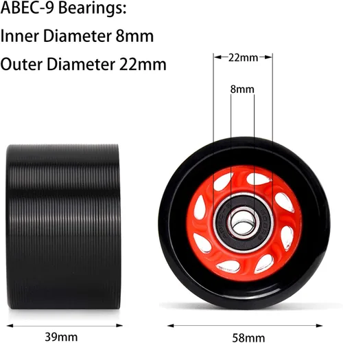 Miniatura 4 de TOBWOLF Paquete de 8 ruedas para patines de 2.283 in x 1.535 in, 95 A, para interiores para patinaje de velocidad, artístico, mermelada, pista