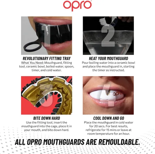 Miniatura 5 de OPRO Gold Level Braces Protector Bucal, Protector Bucal Moldeable para Comodidad y Ajuste para Boxeo, Hockey, MMA, UFC, Fútbol, Protección de Ufc