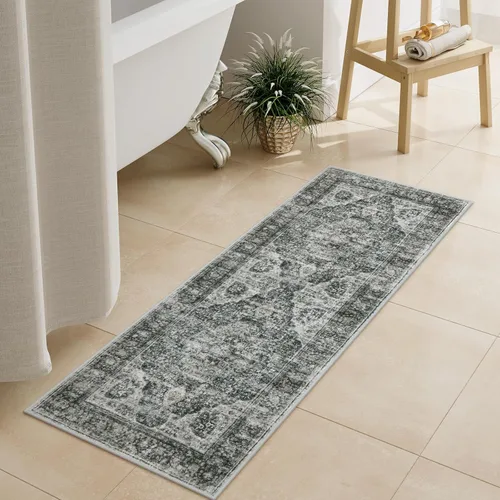 Miniatura 18 de Uphome Tapete de baño color naranja, estilo bohemio y envejecido, tapete de baño pequeño de terciopelo súper acogedor, antideslizante, lavable a