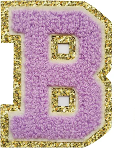 Miniatura 36 de SPRT - Parches de letras de chenilla universitaria con purpurina, parche de letras blancas para planchar con letras del alfabeto para disfraz