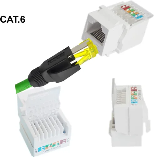 Miniatura 6 de 10 unids CAT6 RJ45 Cat 6 90 grados Punch Free Socket Módulo Conector Acoplador de red Ethernet Jack Keystone Jack RJ45 Módulo Ethernet CAT6