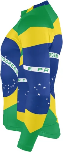 Miniatura 5 de Camiseta de ciclismo de manga larga para hombre con cremallera completa y 3 bolsillos traseros, Multi, S