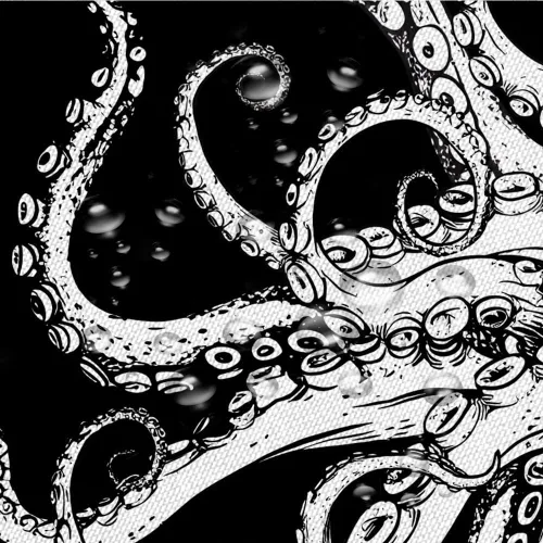 Miniatura 5 de Cortina de ducha de tentáculo de pulpo, diseño de kraken de océano blanco y negro, divertido animal náutico, vida marina, fresco, moderno, único