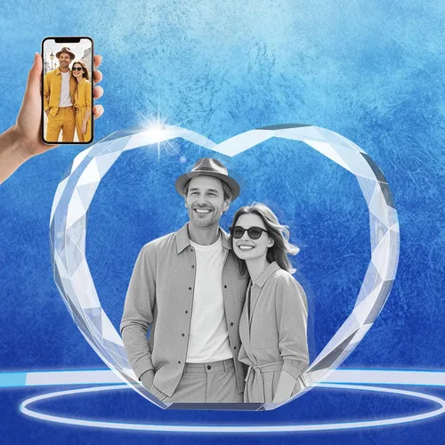 Miniatura 14 de Foto de cristal 3D personalizada, marco de fotos de vidrio grabado con láser, gran aniversario, cumpleaños, Navidad, Día del Padre, regalos