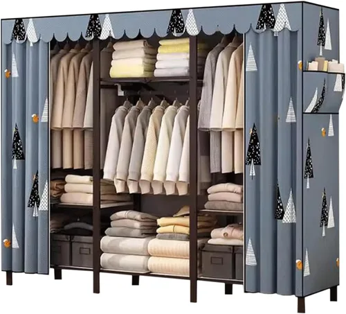 Miniatura 12 de large closets Folding Closet with Cloth Cover Clothes Closet Portable Wardrobe Closet Metal Iron Frame Closets for Bedroom Large Closet Space-saving