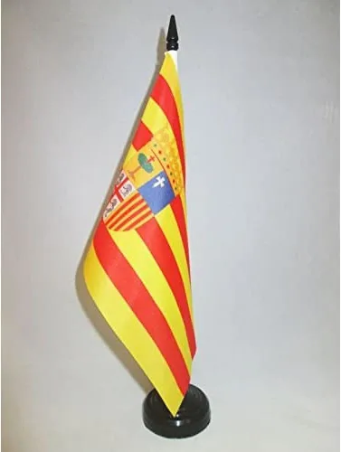 Miniatura 61 de Bandera de mesa de Andalucía 4'' x 6'' - Bandera de escritorio de la región española de Andalucía 5.9 x 3.9 in - Barra y base de plástico negro - AZ