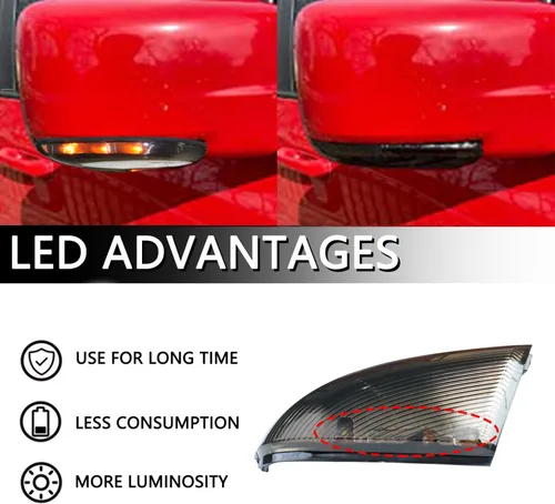Miniatura 3 de Conjunto de Lámpara LED de Señal de Giro para Espejo Lateral Intermitente Ahumada Lámpara de Charco Compatible con Dodge Ram 1500 2500 2010-2018