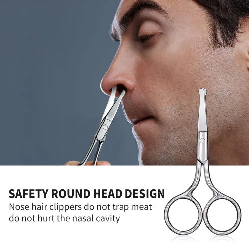 Miniatura 3 de AsonTao Tijeras pequeñas con diseño de punta redonda – Aseo profesional para el cabello, pestañas, nariz, corte de cejas, bigote – no dañará