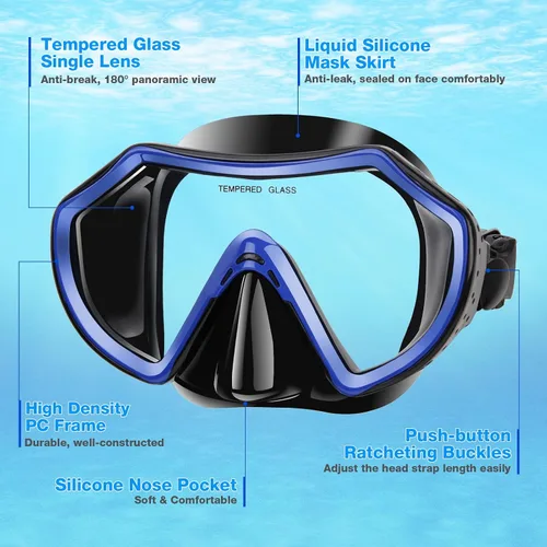 Miniatura 3 de Snorkeling Gear for Adults, Dry Adult Snorkel Set HD Panoramic View Snorkel Mask Set, Anti-Leak and Anti-Fog Scuba Diving Package with Mesh Bag Ear