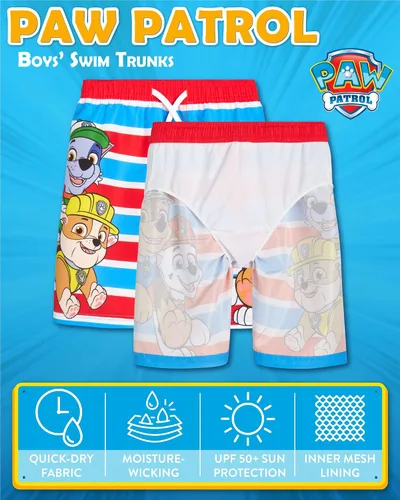 Miniatura 2 de Nickelodeon Paw Patrol - Traje de baño para niños Chase Marshall Rubble TMNT UPF 50+ - Pantalones cortos de natación para niños pequeños y niños