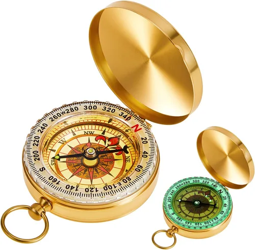 Dunzy Camping Survival Compass Glow in The Dark Metal Pocket Compass for Hiking Military Navigation Tool for Hiking Hunting Climbing Camping Party
