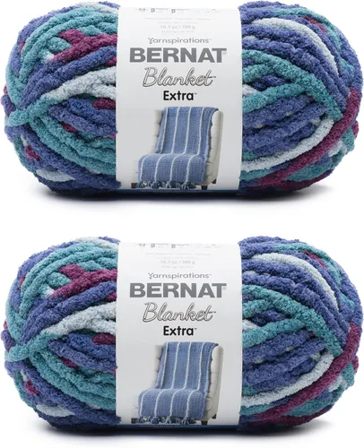 Miniatura 20 de Bernat - Estambre para mantas Extra Negro, 2 paquetes de 300g/10.5 onzas, poliéster, #7, jumbo, tejido de punto/ganchillo