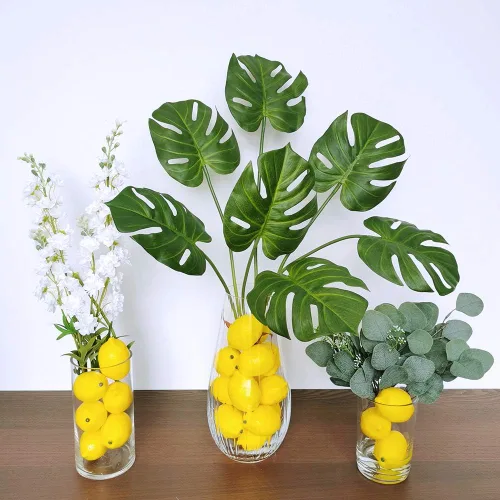 Miniatura 3 de Winlyn Paquete de 30 limones de imitación amarillos, frutas artificiales, limones falsos, simulación realista para fiesta de limonada, mesa