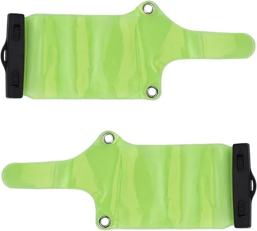 Miniatura 9 de FOSA 2 unids radio bidireccional impermeable caso bolsa portátil equipo electrónico bolsa con cordón para walkie talkie 5R/UV82/BF-888S, verde