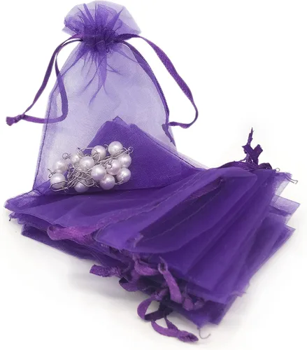 Miniatura 7 de TheDisplayGuys - Paquete de 48 bolsas de regalo de organza transparente negra de 2 x 2-3/4 pulgadas con cordón, bolsas de regalo para joyas, bolsas