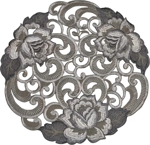 Miniatura 8 de Camino de chimenea con rosas de corte gris plateado en material hecho a mano, tamaño 84 x 27 pulgadas