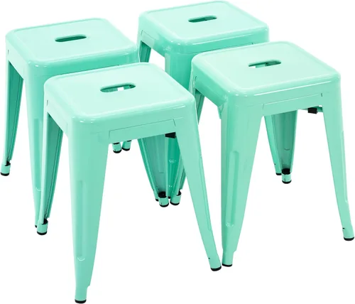 Miniatura 21 de Brage Living Juego de 4 taburetes industriales de metal de 18 pulgadas, taburetes apilables para aula, sillas de comedor de metal sin espalda
