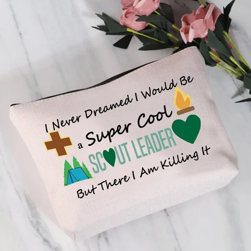 Miniatura 2 de JYTAPP Novedosa bolsa de maquillaje para líderes, regalo con texto en inglés "I Never Dreamed I'd Grow Up To Be a Cosmetic Pouch, Beige, Moda