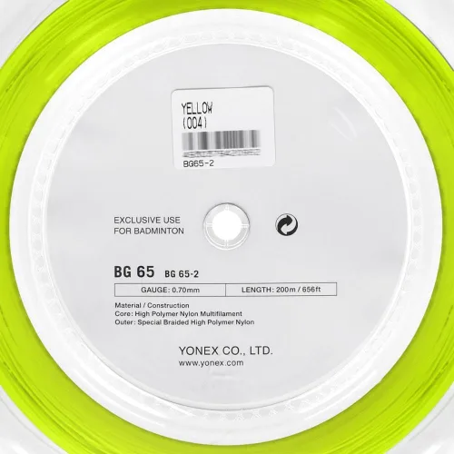 Miniatura 3 de YONEX BG 65 Cuerda de bádminton 656.2 ft (660 pies) - Amarillo