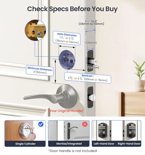 Miniatura 11 de Veise VE012W - Cerradura inteligente de huellas dactilares WiFi integrada, control remoto de aplicación, compatible con Alexa y Google Assistant