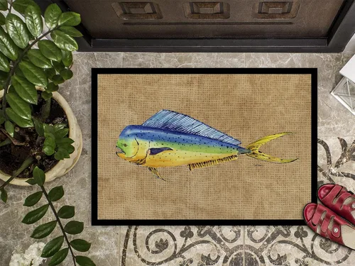 Miniatura 3 de Caroline's Treasures 8810MAT Dolphin Mahi Mahi - Felpudo de 18 x 27 pulgadas, para interiores y exteriores, para entrada, antideslizante, lavable