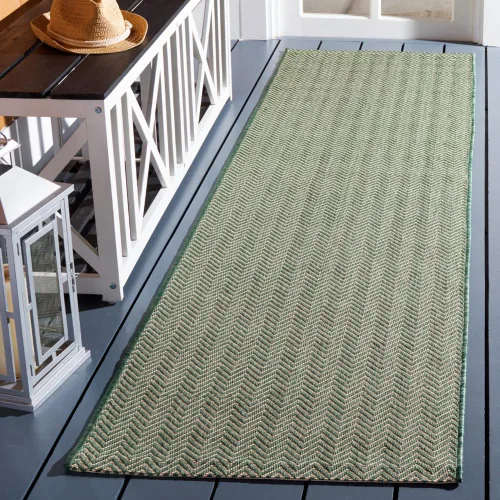 Miniatura 9 de SAFAVIEH Alfombra Lavable para Exteriores Colección Courtyard - Pasillo de 2'3" x 6'7", Azul Marino y Gris, No Desprende Pelusa y Fácil Limpieza