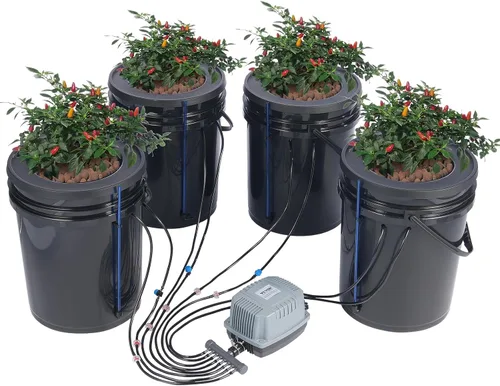 Miniatura 16 de VEVOR Sistema Hidropónico DWC, 5 Galones 4 Cubetas, Cubo de Cultivo de Agua Profunda, Kit de Cultivo Hidropónico con Bomba, Piedra de Aire