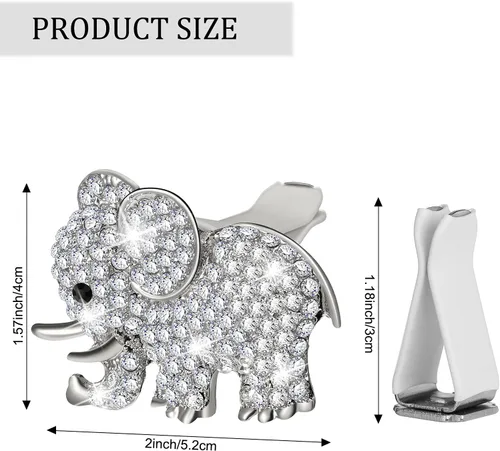 Miniatura 2 de Frienda - Accesorios brillantes para coche con elefante de imitación de diamante, ambientador para decoración interior del coche para mujeres, clip