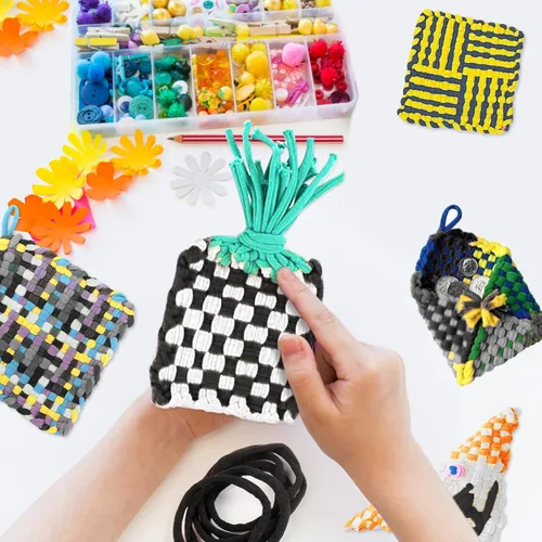 Miniatura 5 de 600 agarraderas de telar de 6 x 7 pulgadas, manualidades de bricolaje para niños y adultos, agarradera de bucles negros, kit de telar flexible