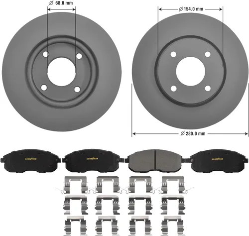 Miniatura 3 de Goodyear Frenos PRK67801F Kit de frenos delanteros premium con par (2) de rotores de freno con revestimiento antiOx y pastillas de freno