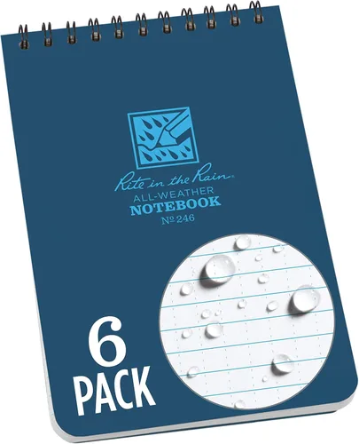 Miniatura 27 de Rite In The Rain Cuaderno de espiral superior resistente a la intemperie, 4 x 6 pulgadas, cubierta negra, patrón universal (No. 746-3), paquete de 3