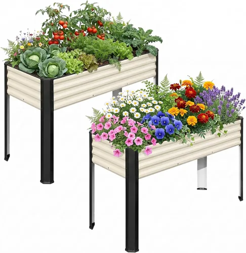 Miniatura 10 de SnugNiture Cama de jardín elevada con patas, 48 x 18 x 32 pulgadas, maceta elevada de metal para exteriores, patio trasero, balcón