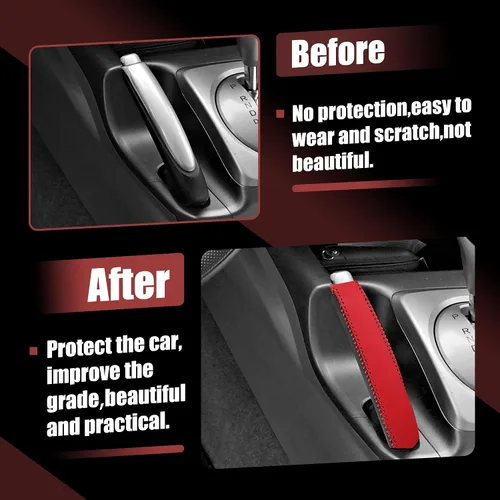 Miniatura 3 de X AUTOHAUX Funda de freno de mano para Honda Civic 2006-2011 funda de freno de mano de cuero sintético para Honda Civic Protector Interior Trim