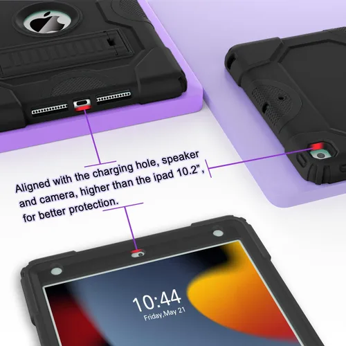 Miniatura 5 de ZoneFoker - Funda para iPad de 9.ª generación, funda para iPad de 8.ª y 7.ª generación, funda para iPad de 10.2 pulgadas 2021/2020/2019, funda Negro