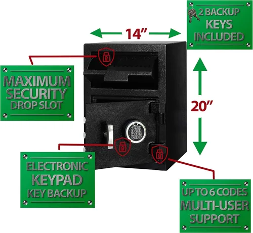 Miniatura 2 de Caja fuerte de depósito estándar T862 con combinación de teclado electrónico y respaldo de llave, 1.12 CBF