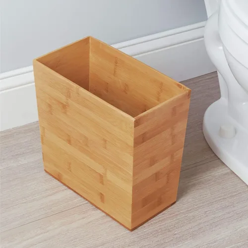 Miniatura 2 de iDesign - Cesta de basura rectangular de bambú, colección Formbu, 10.5 x 5.75 x 10 pulgadas, acabado de madera natural Acabado de madera natural