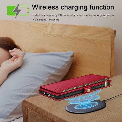 Miniatura 4 de XcaseBar Funda tipo cartera para Moto G 5G 2023 con cremallera y tarjetero de crédito con bloqueo RFID, funda de piel sintética con tapa