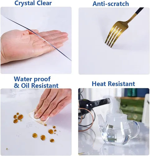 Miniatura 6 de Protector de escritorio de 19 x 60 pulgadas de vinilo transparente PVC para oficina, protector de mesa de escritura, tapete de plástico