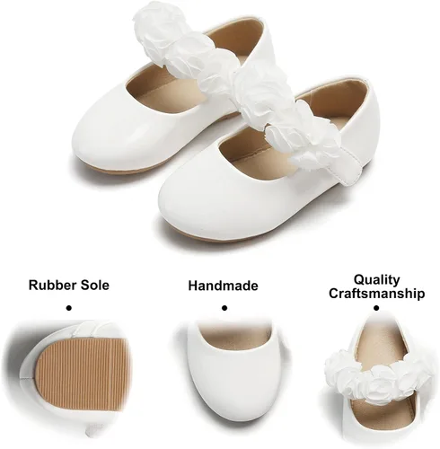 Miniatura 4 de Felix & Flora Zapatos de vestir para niñas pequeñas - Zapatos planos Mary Jane para niñas de flores, zapatos de ballet para fiestas y bodas