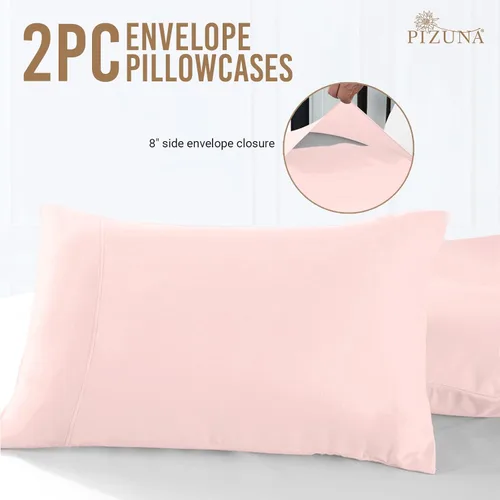 Miniatura 134 de Pizuna Sábanas de satén puro de 100 % algodón de fibra larga de 800 hilos, color rosa claro, con bolsillo profundo de 15 pulgadas 41 Rosa Claro