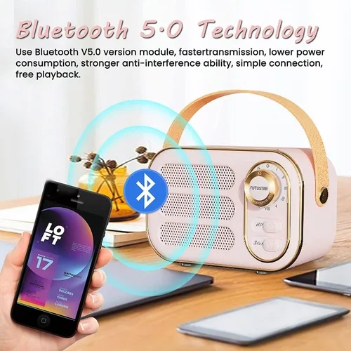 Miniatura 3 de Altavoz Bluetooth retro, altavoces Bluetooth inalámbricos portátiles vintage con soporte de volumen fuerte, tarjeta TF, disco U, entrada AUX