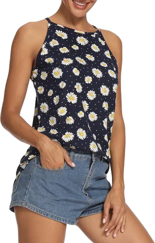 Miniatura 2 de LouKeith - Camisetas sin mangas para mujer, estilo casual, con estampado fluido, sin mangas, de algodón, suave, para verano, blusas