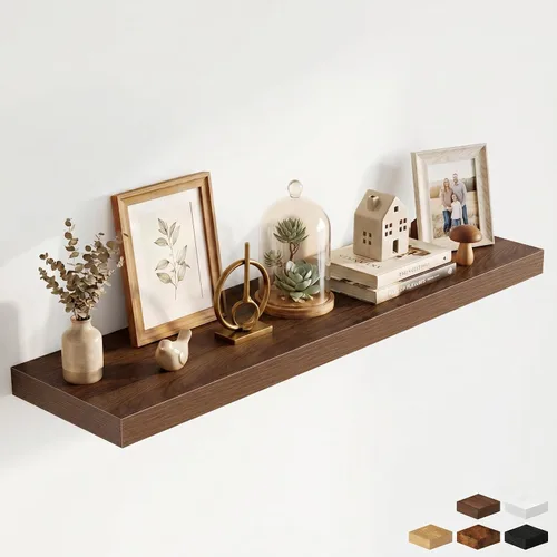 Miniatura 42 de Estantes flotantes de 48 pulgadas para pared, estante de chimenea de 10 pulgadas de profundidad, estantes flotantes de madera para pared, estantes