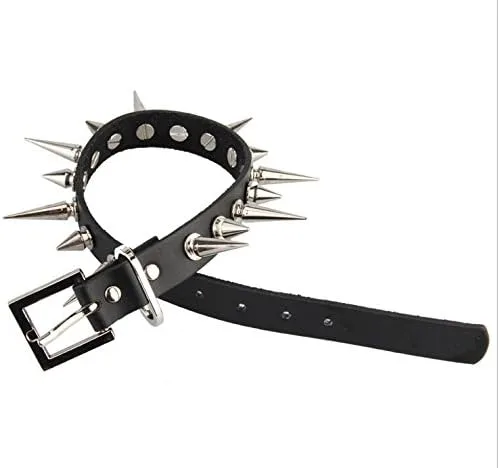 Miniatura 3 de Bystar Gargantilla unisex de cuero genuino punk rock gótico con remaches, Cuero Metal