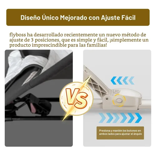 Miniatura 4 de Silla de balanceo y reclinable portátil 3 en 1 para bebé de recién nacido a niño pequeño - 4 posiciones de reclinado ajustables, tela de algodón