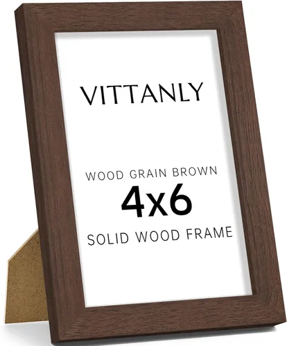 Miniatura 151 de Vittanly - Marco de fotos de 4 x 6 pulgadas de madera maciza con plexiglás, incluye paspartú de 3,5 x 5, para colgar en la pared o poner sobre una
