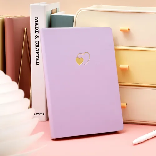 Miniatura 5 de CAGIE Cuaderno con líneas para mujeres y niñas de 256 páginas, lindo diario con cuero en forma de corazón para escribir, cuadernos A5 de tapa blanda