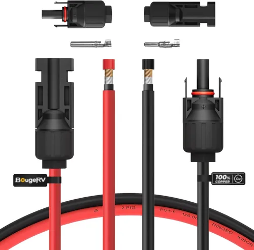 Miniatura 10 de BougeRV Cable de extensión solar de 20 pies 10AWG con conector hembra y macho con par adicional de conectores, kit de herramienta adaptadora