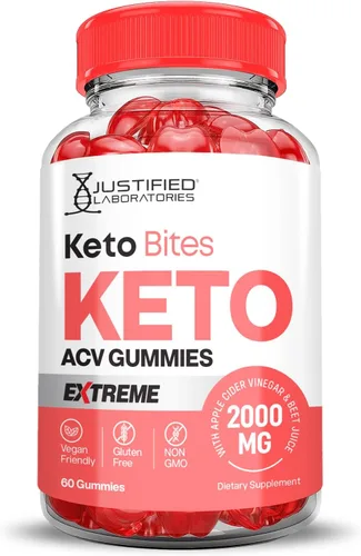 Miniatura 3 de Keto Bites Keto ACV Gummies Fórmula Extrema 2000 mg Vegano Sin OGM con Jugo de Granada Raíz de Remolacha B12 60 Gummys